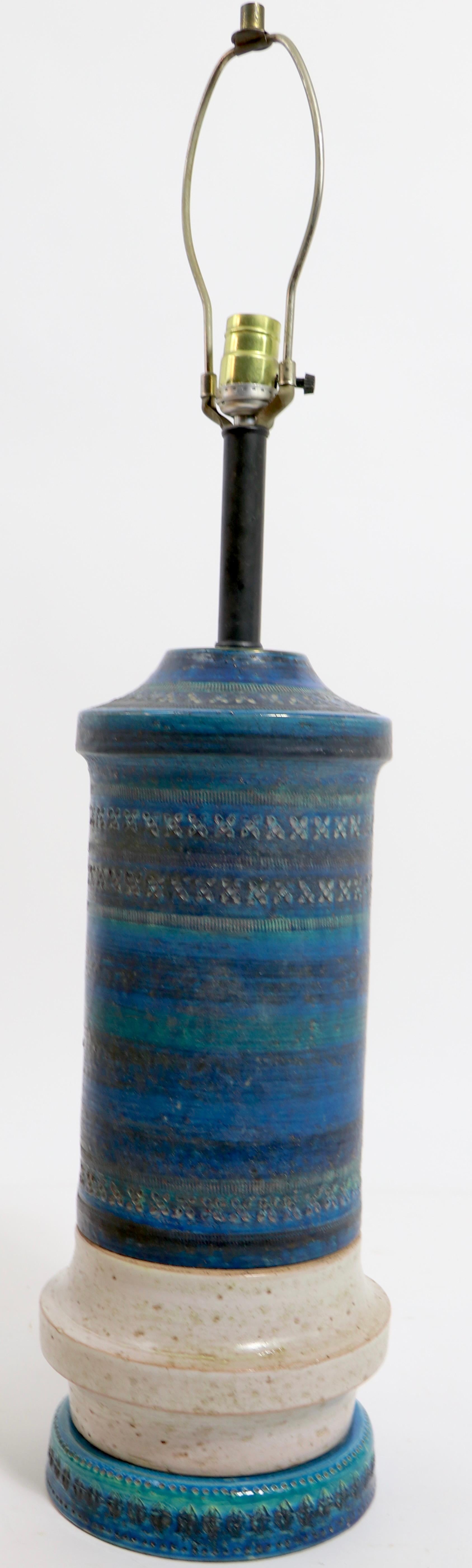 Ceramic Vistosi Rimini Blue Londi Lamp for Raymor For Sale