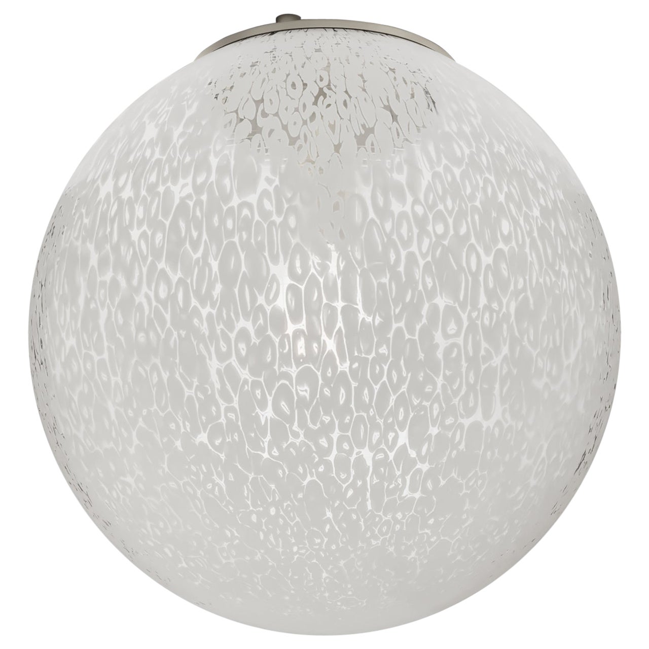 Monture encastrée Vistosi Rina en verre Murrina blanc et cadre en nickel satiné