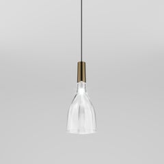 Vistosi Scintilla-Pendelleuchte aus mundgeblasenem Kristallglas mit glänzendem Bronzerahmen