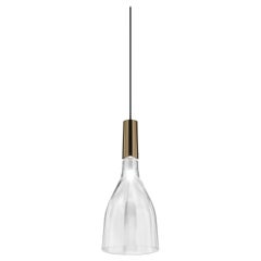 Vistosi Scintilla Pendant Light in Crystal Transaprent Glass Glossy Bronze Frame