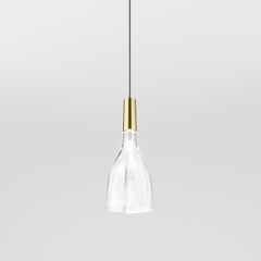 Vistosi Scintilla-Pendelleuchte aus mundgeblasenem Kristallglas mit glänzendem Messingrahmen