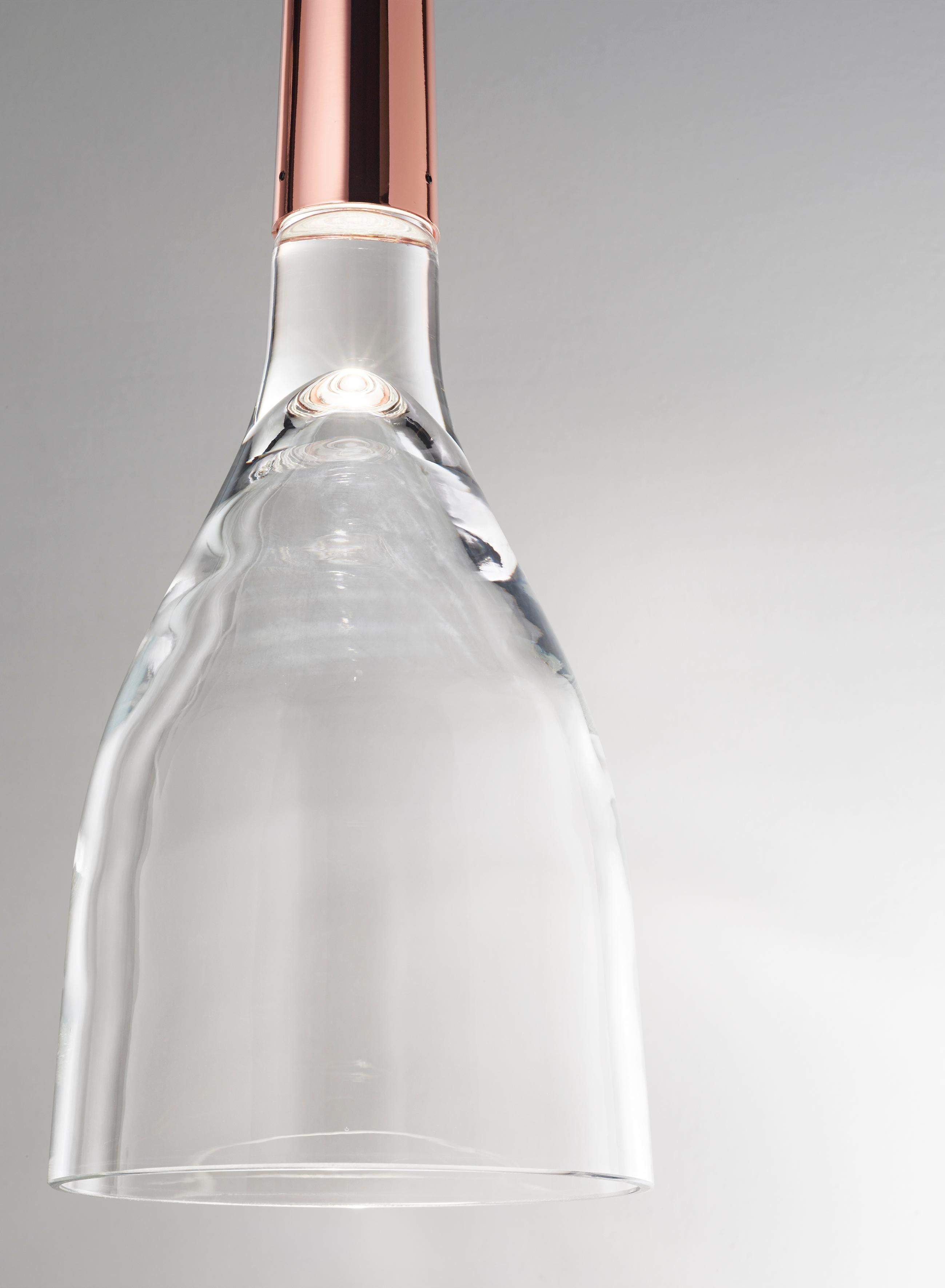 Vistosi Scintilla-Pendelleuchte aus mundgeblasenem Kristallglas mit glänzendem Messingrahmen (21. Jahrhundert und zeitgenössisch) im Angebot