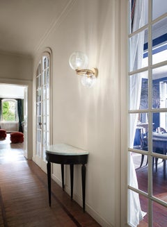 Vistosi Sconce Light in Crystal Transparent Glass And Matt Black Nickel Frame