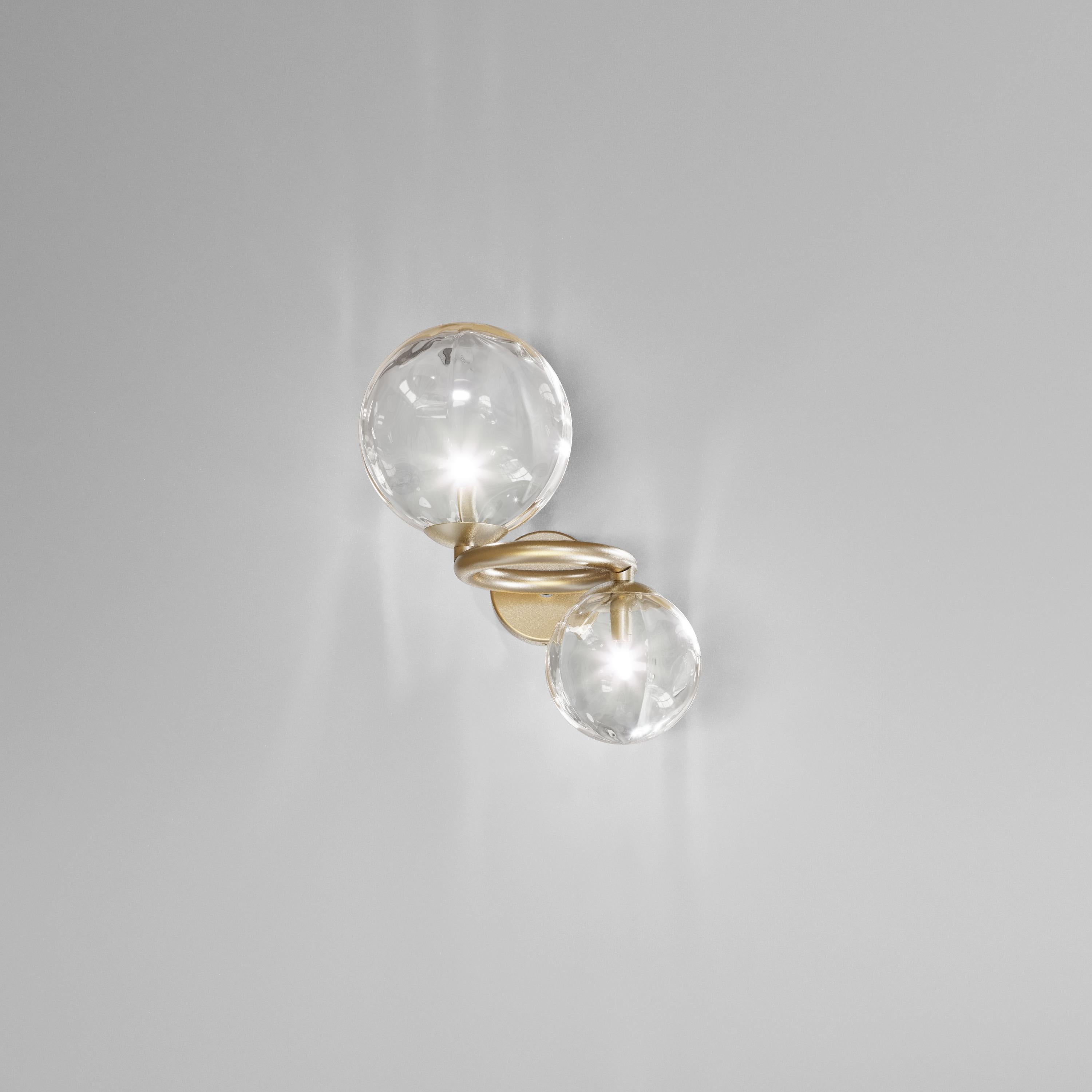 Modern Vistosi Sconce Light in Crystal Transparent Glass And Matt Gold Frame For Sale
