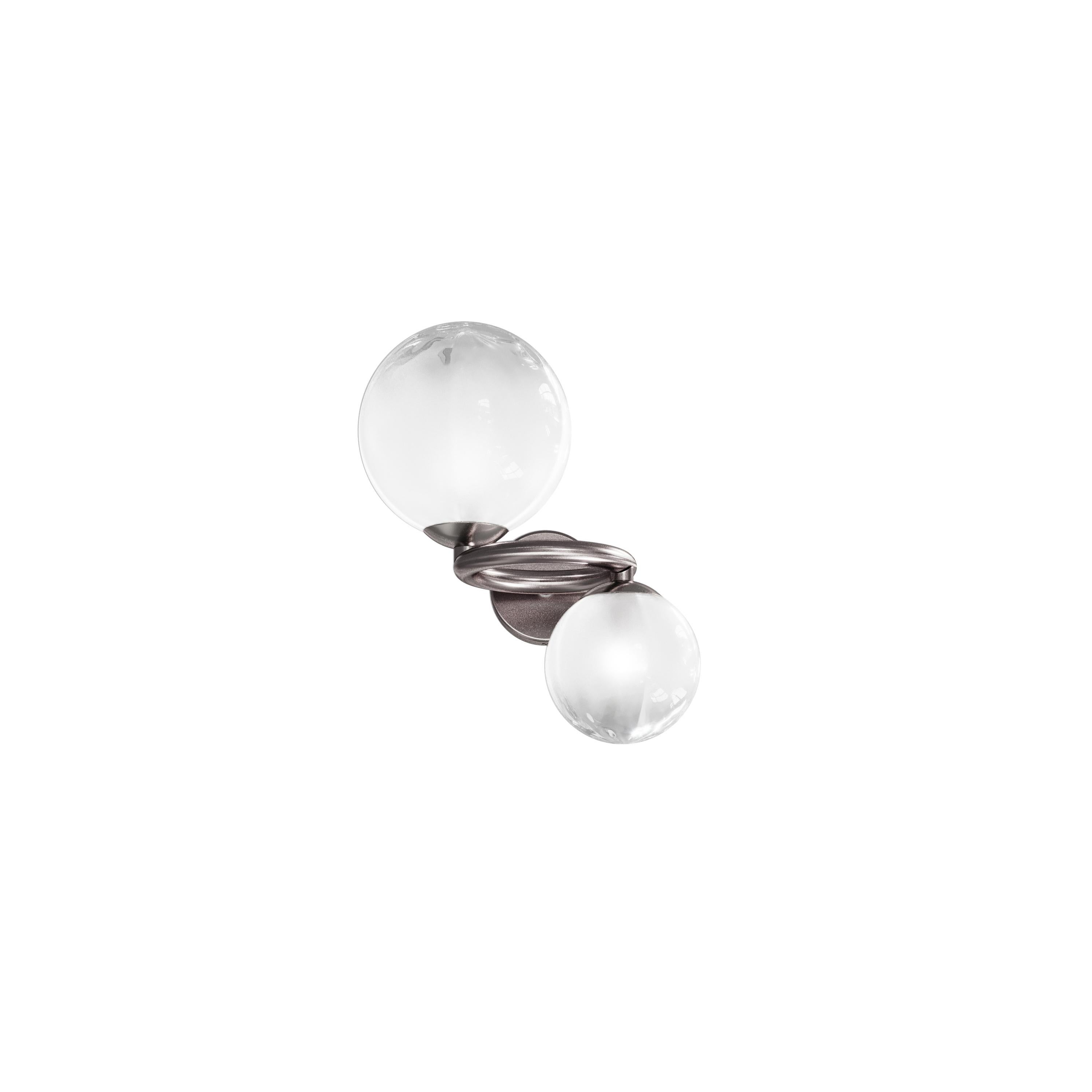 Modern Vistosi Sconce Light in White Shaded Glass And Matt Black Nickel Frame For Sale