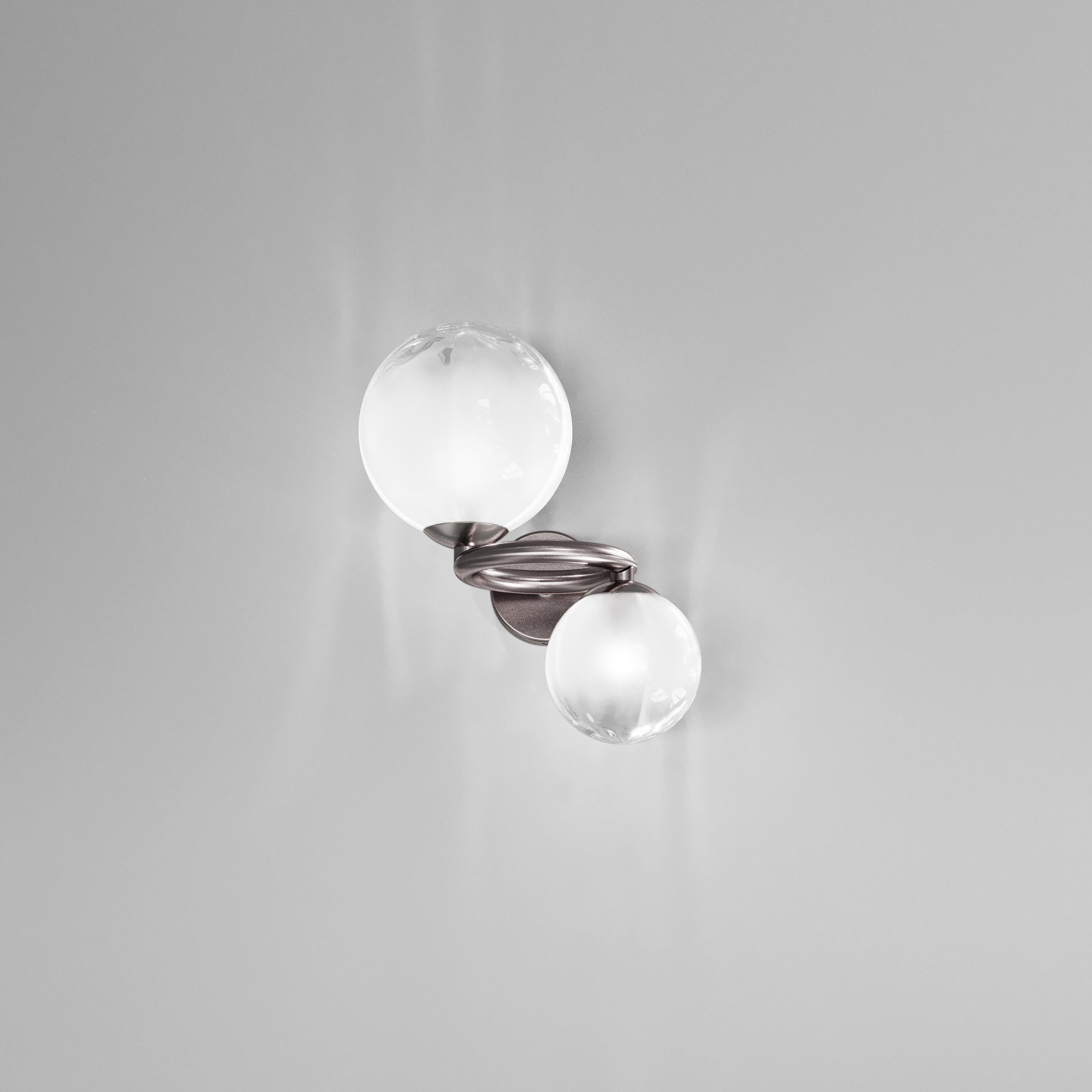 Italian Vistosi Sconce Light in White Shaded Glass And Matt Black Nickel Frame For Sale