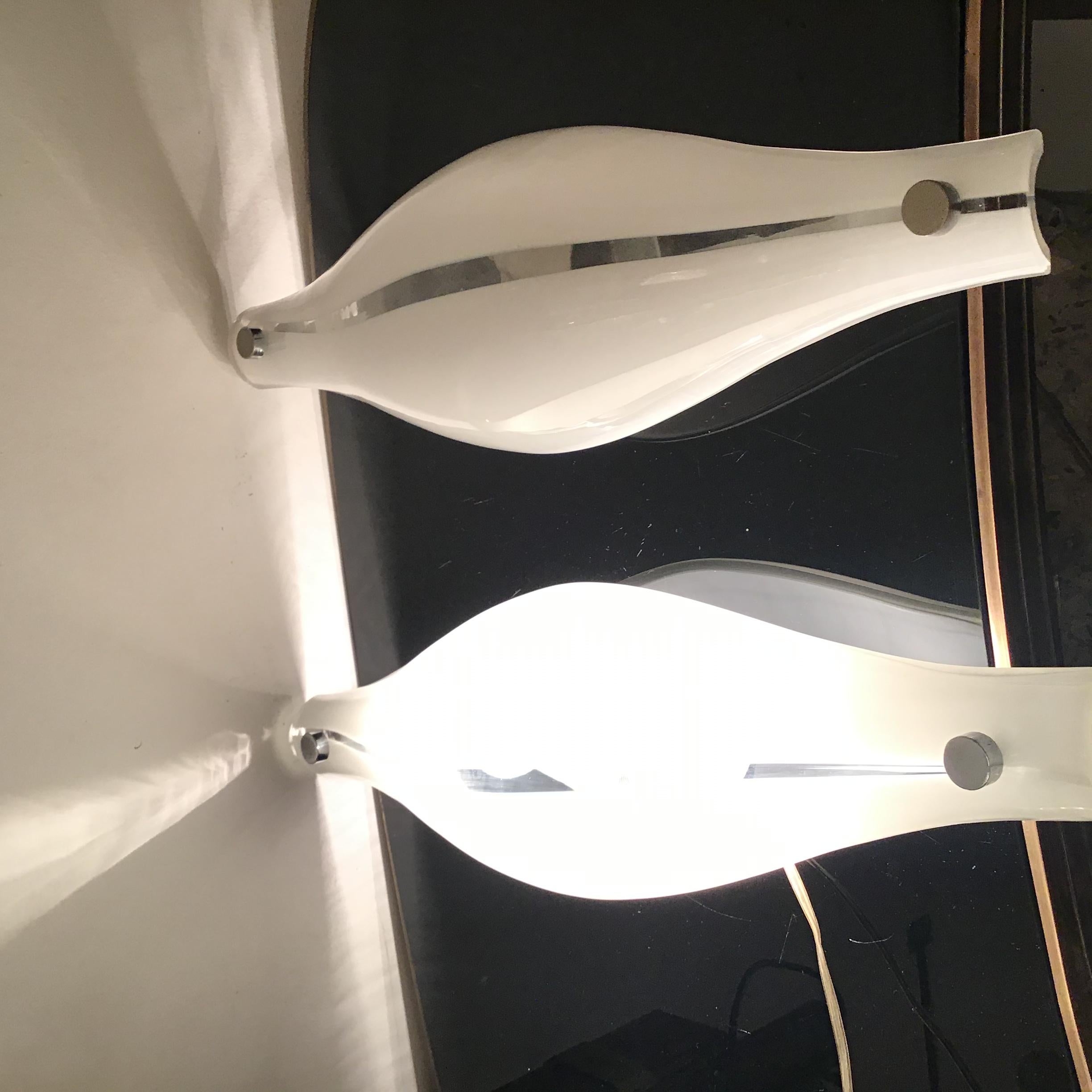Vistosi Sconces Murano Glass Metal Crome 1960 italy  In Excellent Condition For Sale In Milano, IT