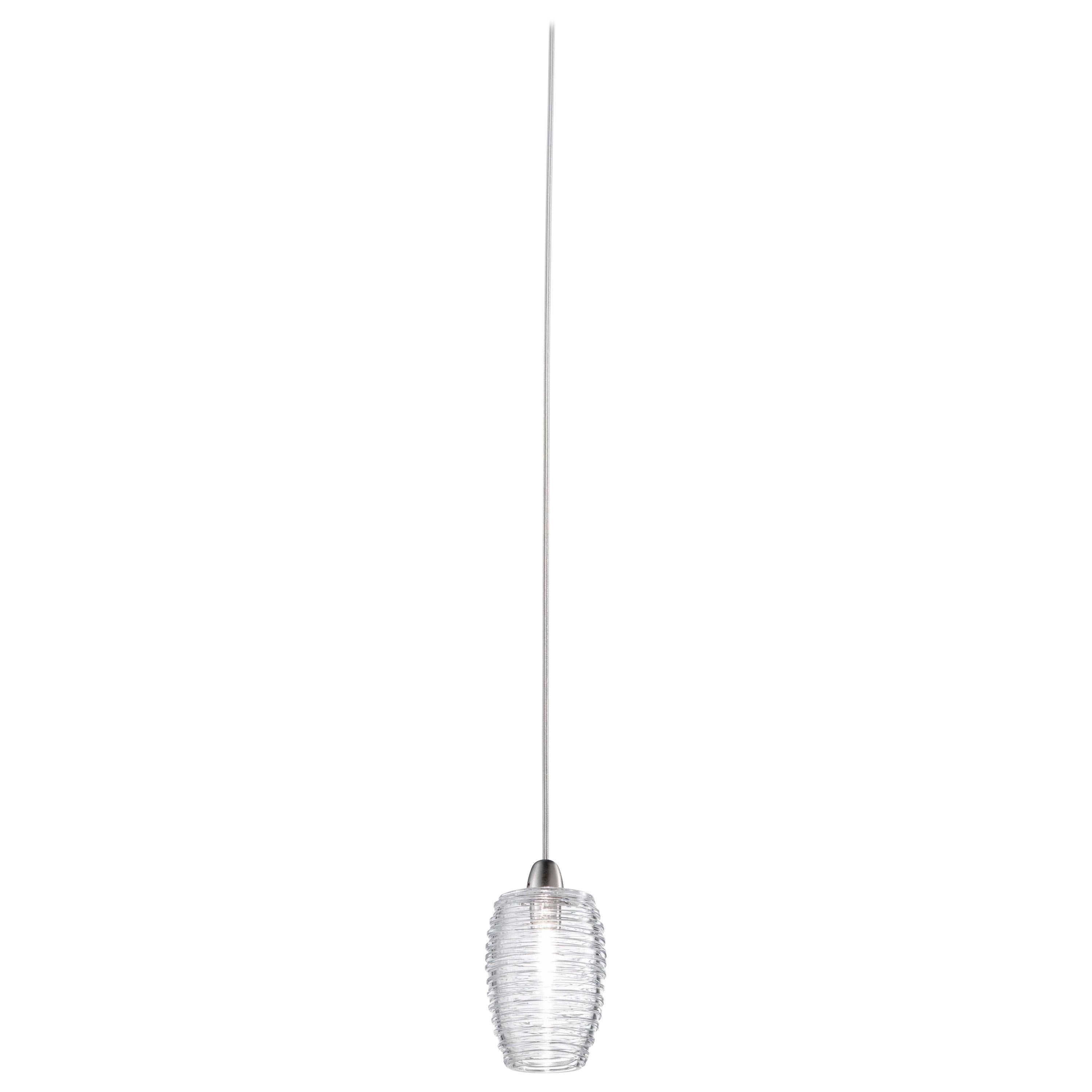 For Sale: Clear (Crystal and Crystal) Vistosi Small Led Damasco Suspension Light by Paolo Crepax