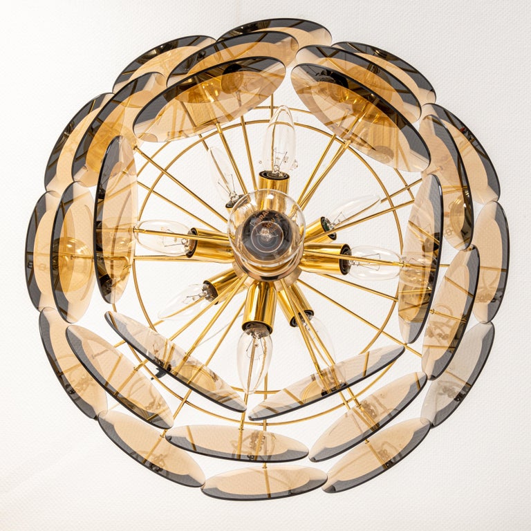 Vistosi Smoked Glass Disc Chandelier, Italy, 1960s For Sale 1