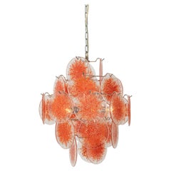 Vistosi Smoked Glass Disc Chandelier, Italy, 1960s