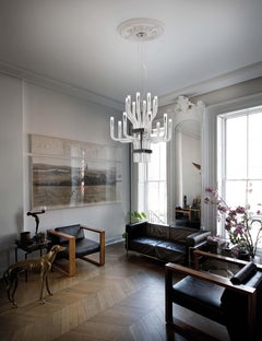 Vistosi Stardust SP DOP Pendant in Crystal Glass with Black Frame by Francesco