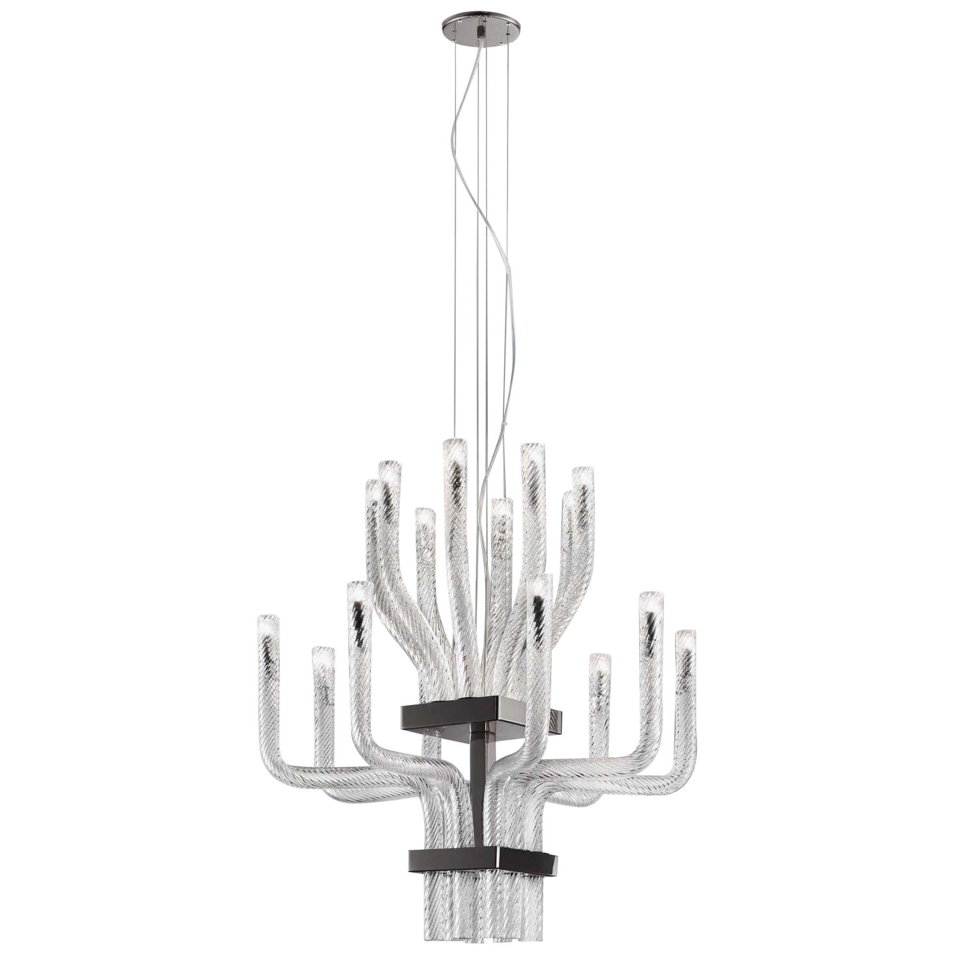 Vistosi Stardust SP DOP Pendant in Crystal Glass with Black Frame by Francesco  For Sale