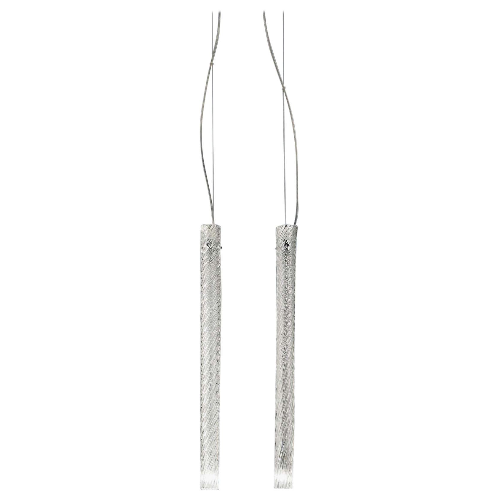 Vistosi Stardust SP Pendant in Crystal Stripped Glass by Francesco Lucchese For Sale
