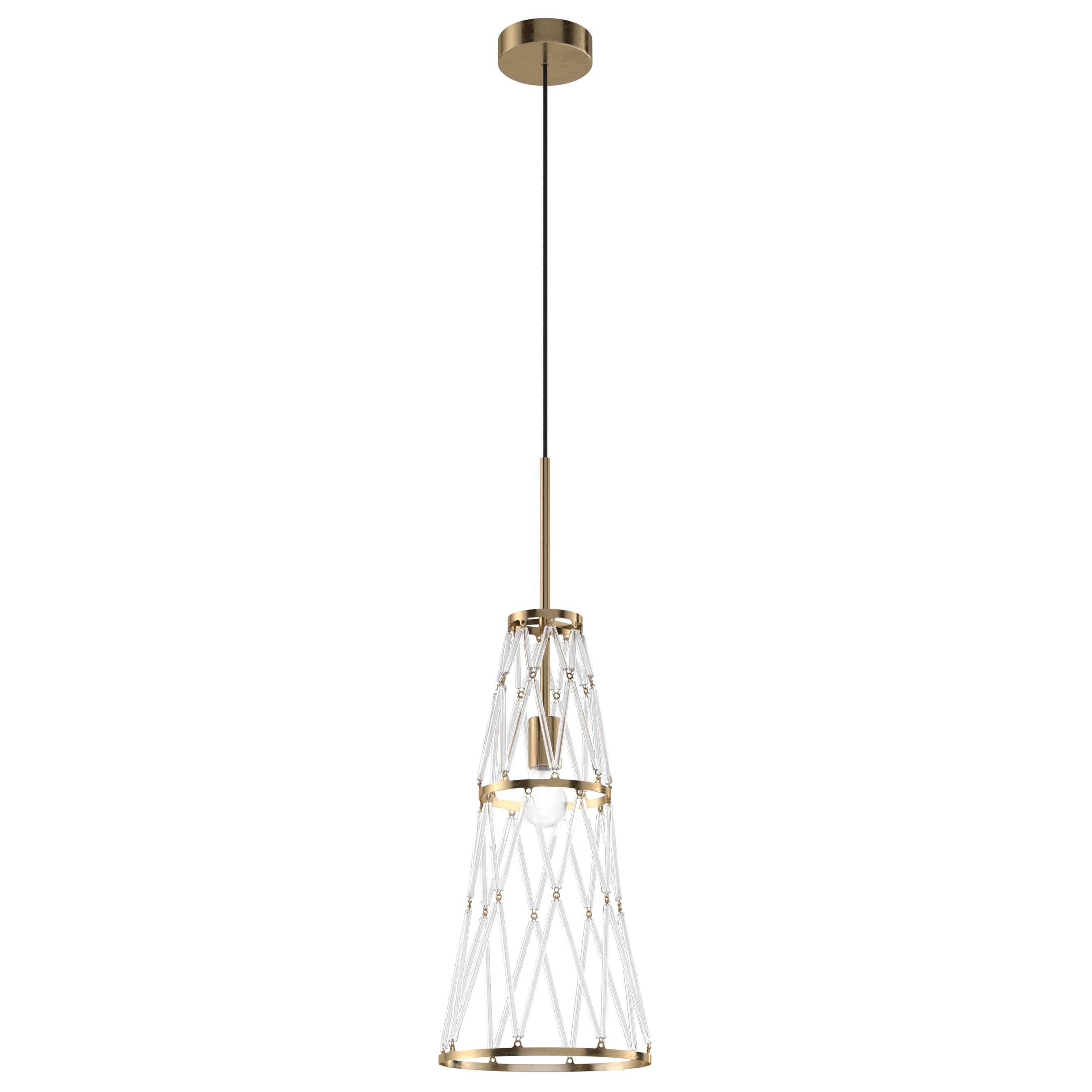 For Sale: Beige (Glossy Brass 2) Vistosi Starnet SP 4 Suspension Light by Gianni Veneziano e Luciana Di Virgilio