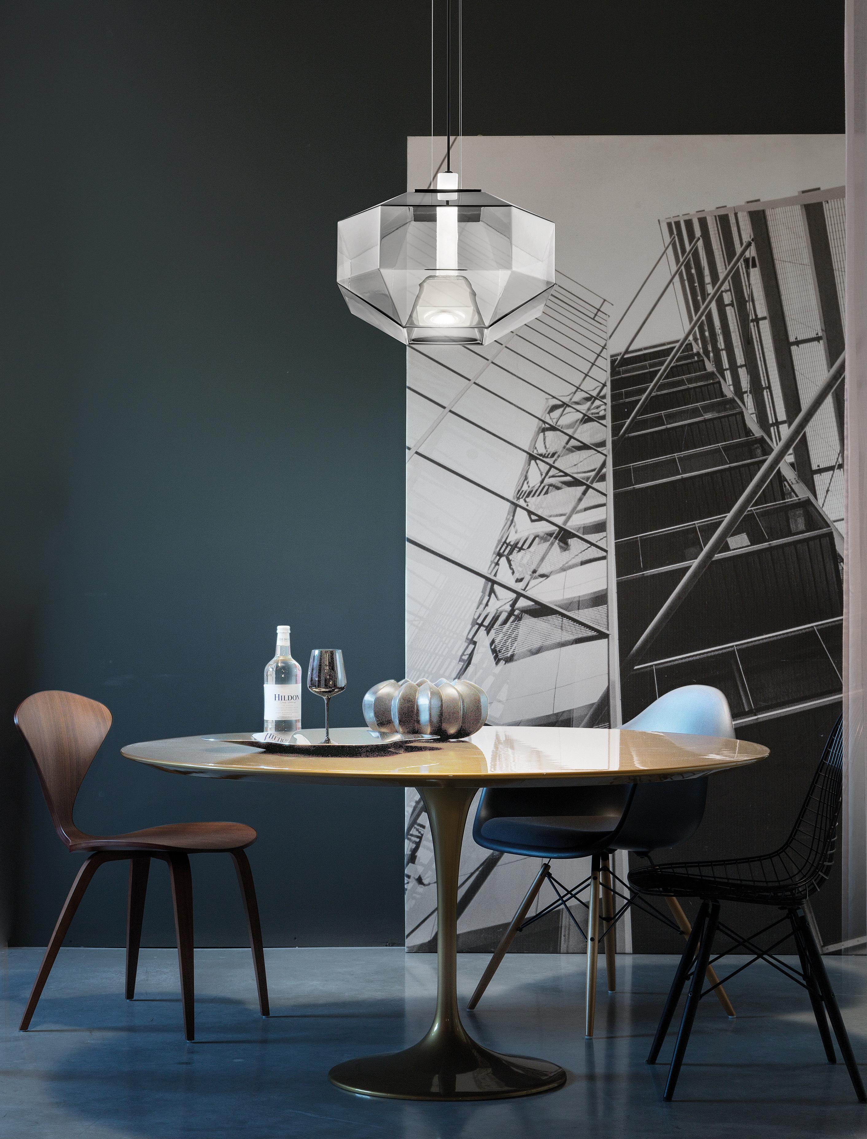 Modern Vistosi Stone SP LED Pendant Light in Crystal and White by Hangar Design Group For Sale
