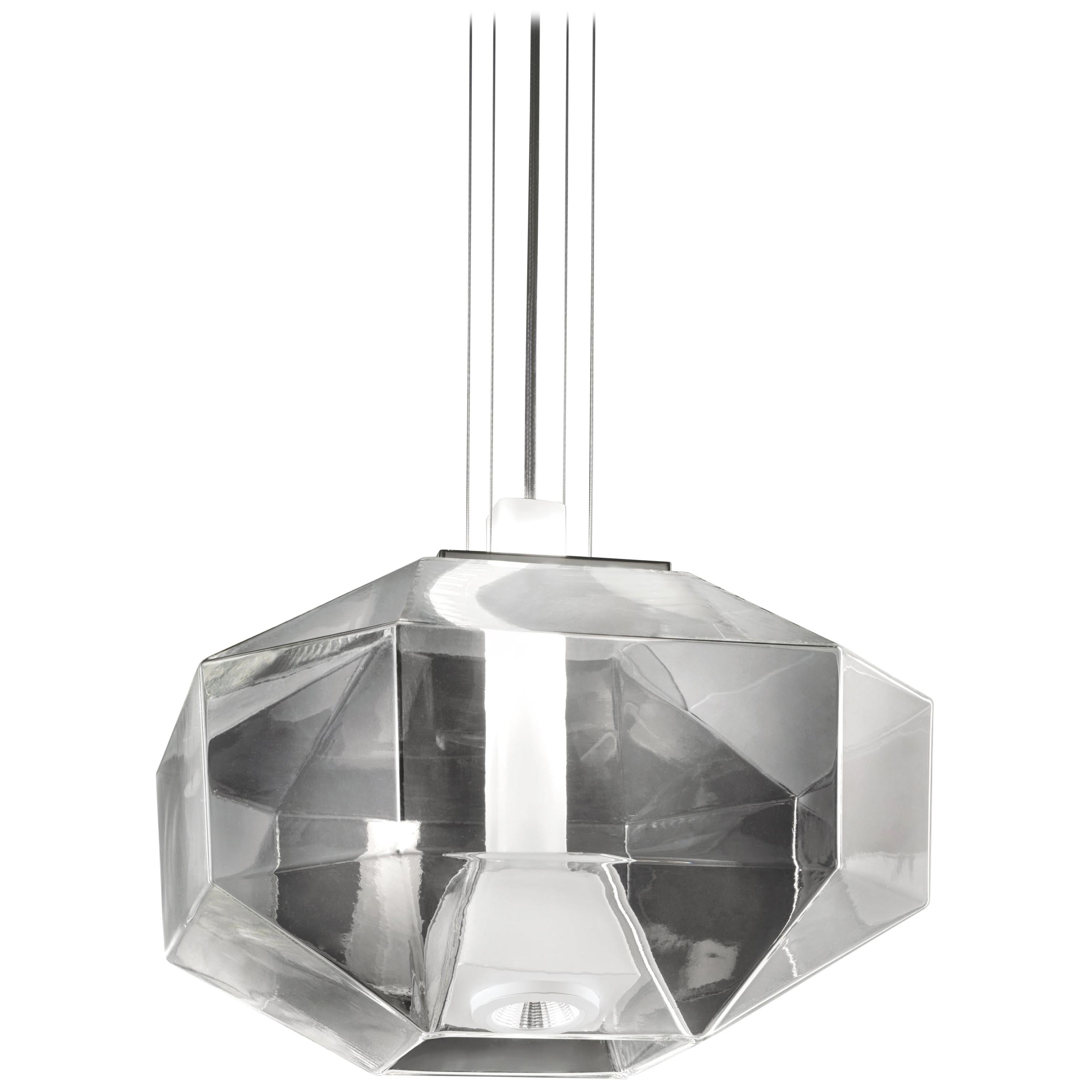 Vistosi Stone SP LED Pendant Light in Crystal and White by Hangar Design Group For Sale