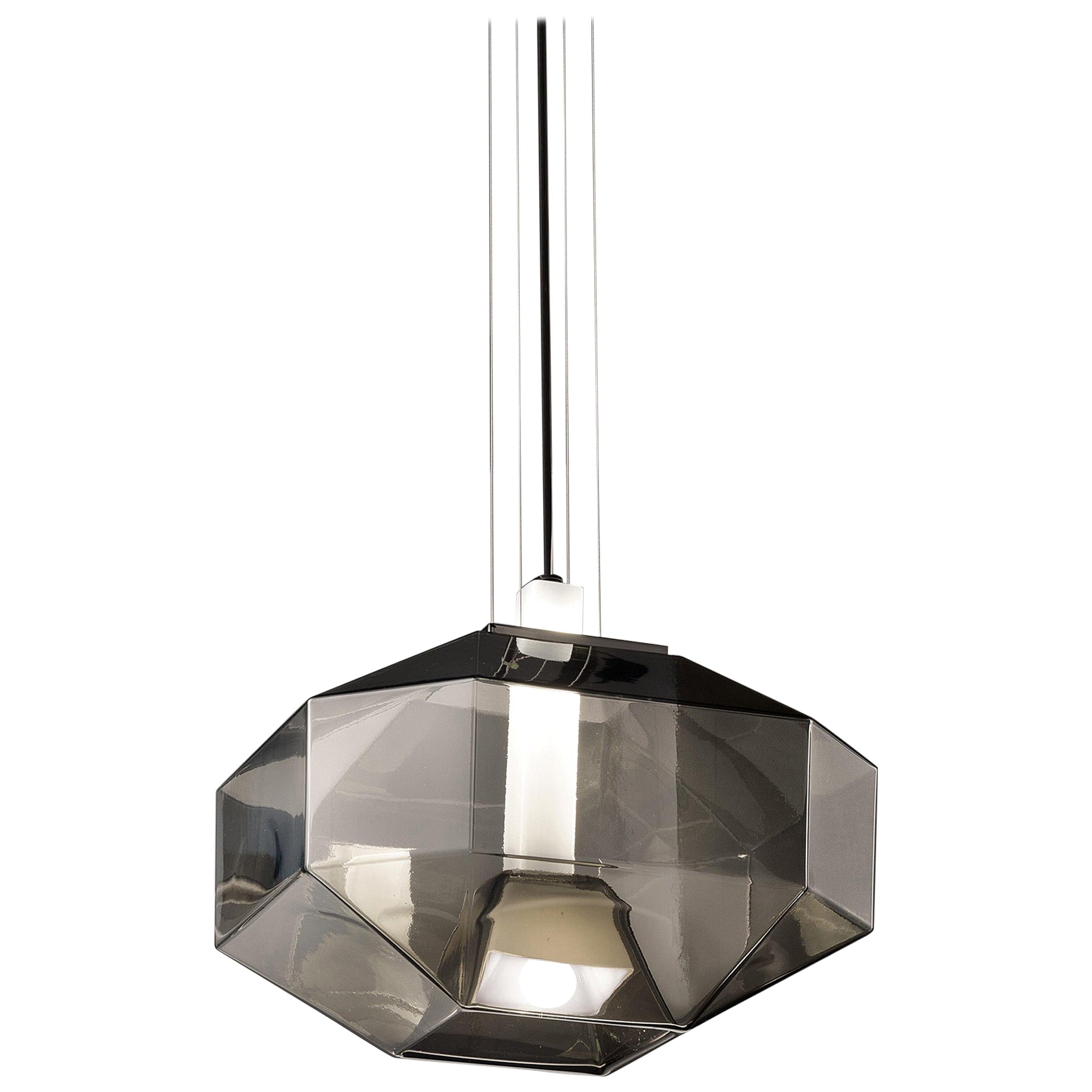 Vistosi Stone SP LED Pendant Light in Smoke and White by Hangar Design Group For Sale