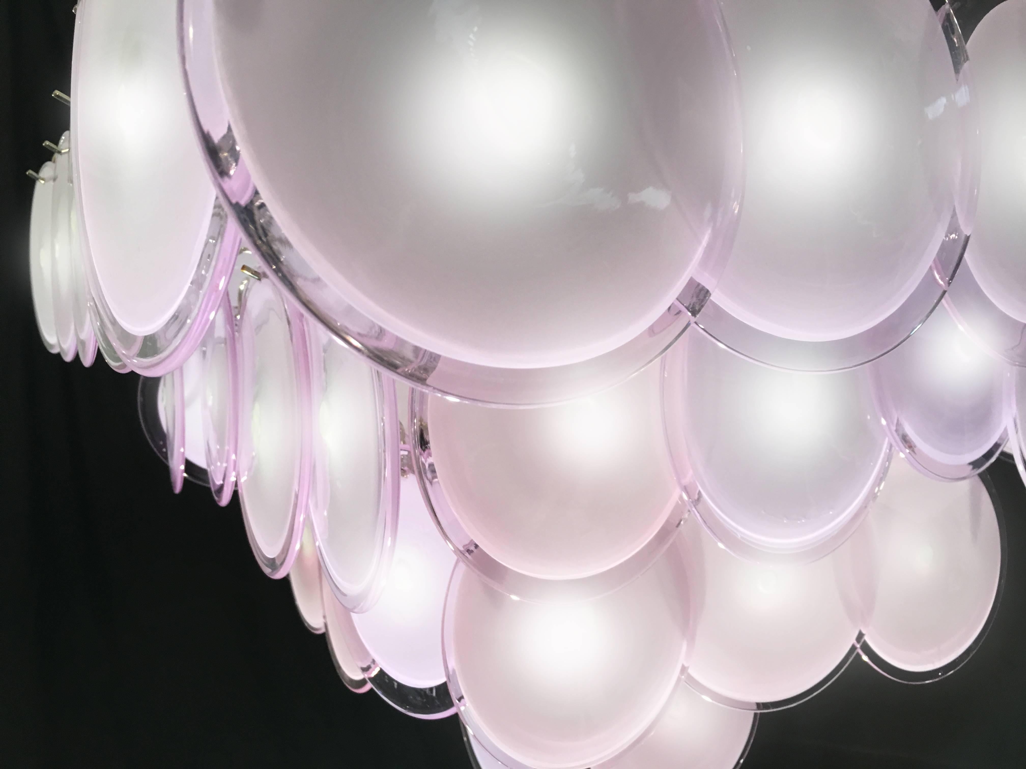 Italian Vistosi Style Disc Murano Glass Chandelier, 1970s For Sale