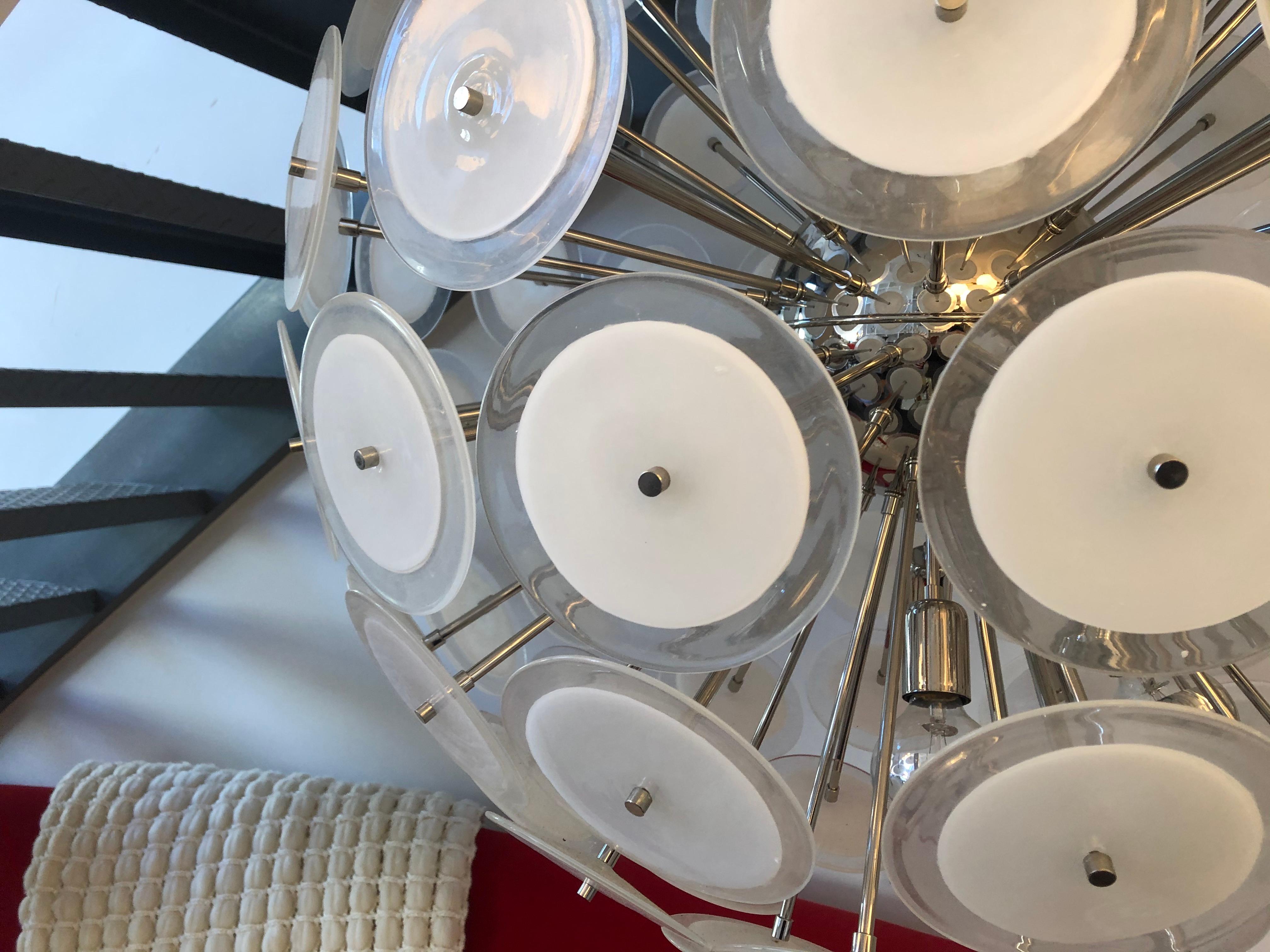 Contemporary Vistosi Style Giant Disc Chandelier