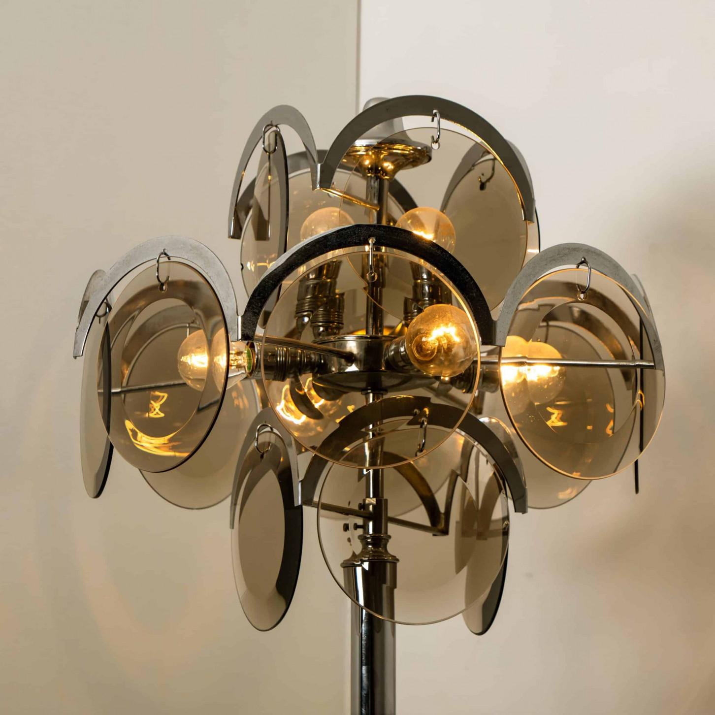 Italiano Lampada da terra a disco di Murano in stile Vistosi, 1970, Italia in vendita