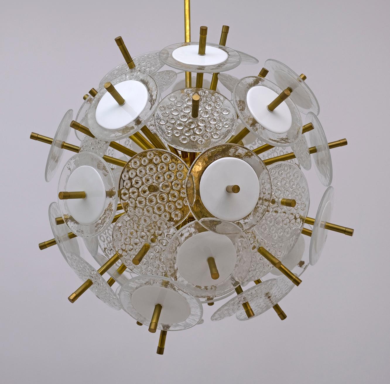 Mid-Century Modern Vistosi Style Murano Glass Discs Sputnik Chandelier