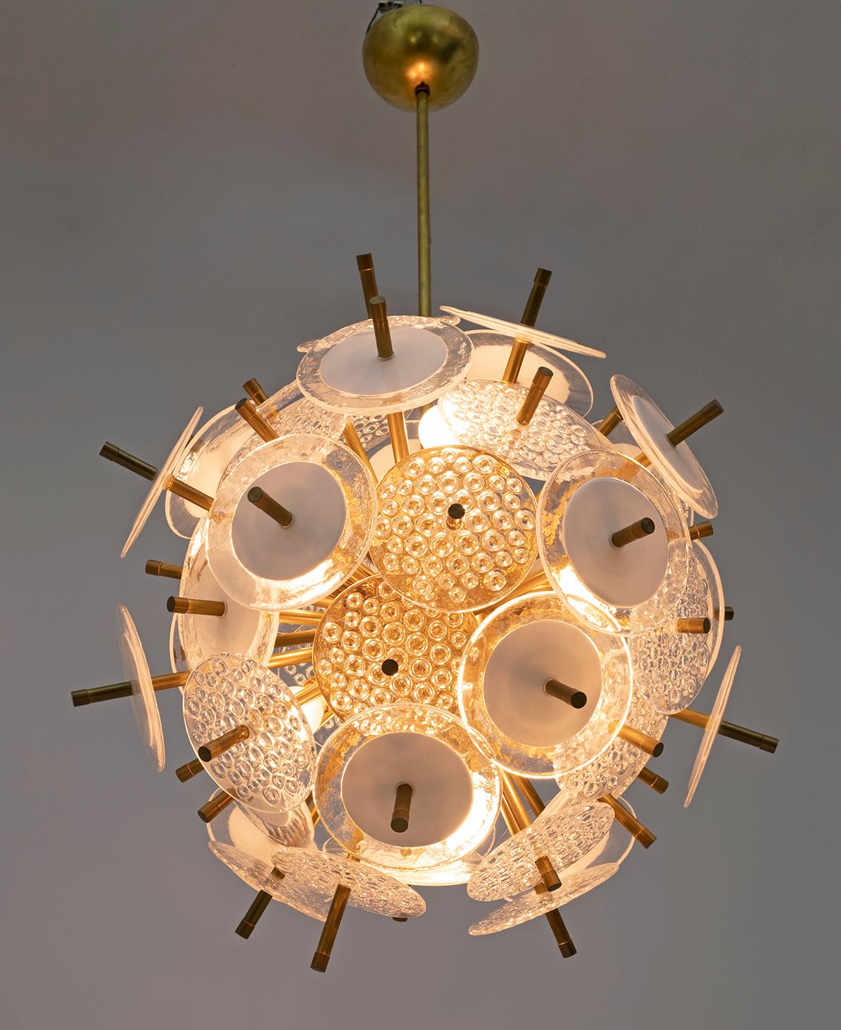 Vistosi Style Murano Glass Discs Sputnik Chandelier In Excellent Condition In Puglia, Puglia
