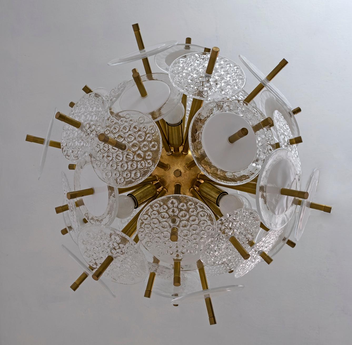20th Century Vistosi Style Murano Glass Discs Sputnik Chandelier