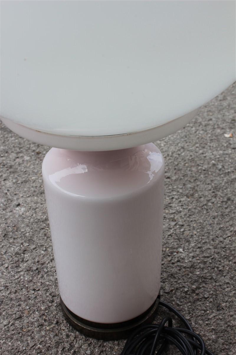 Vistosi Style Table Lamp Italian Design Murano Glass Ball White Pink Brass For Sale 4