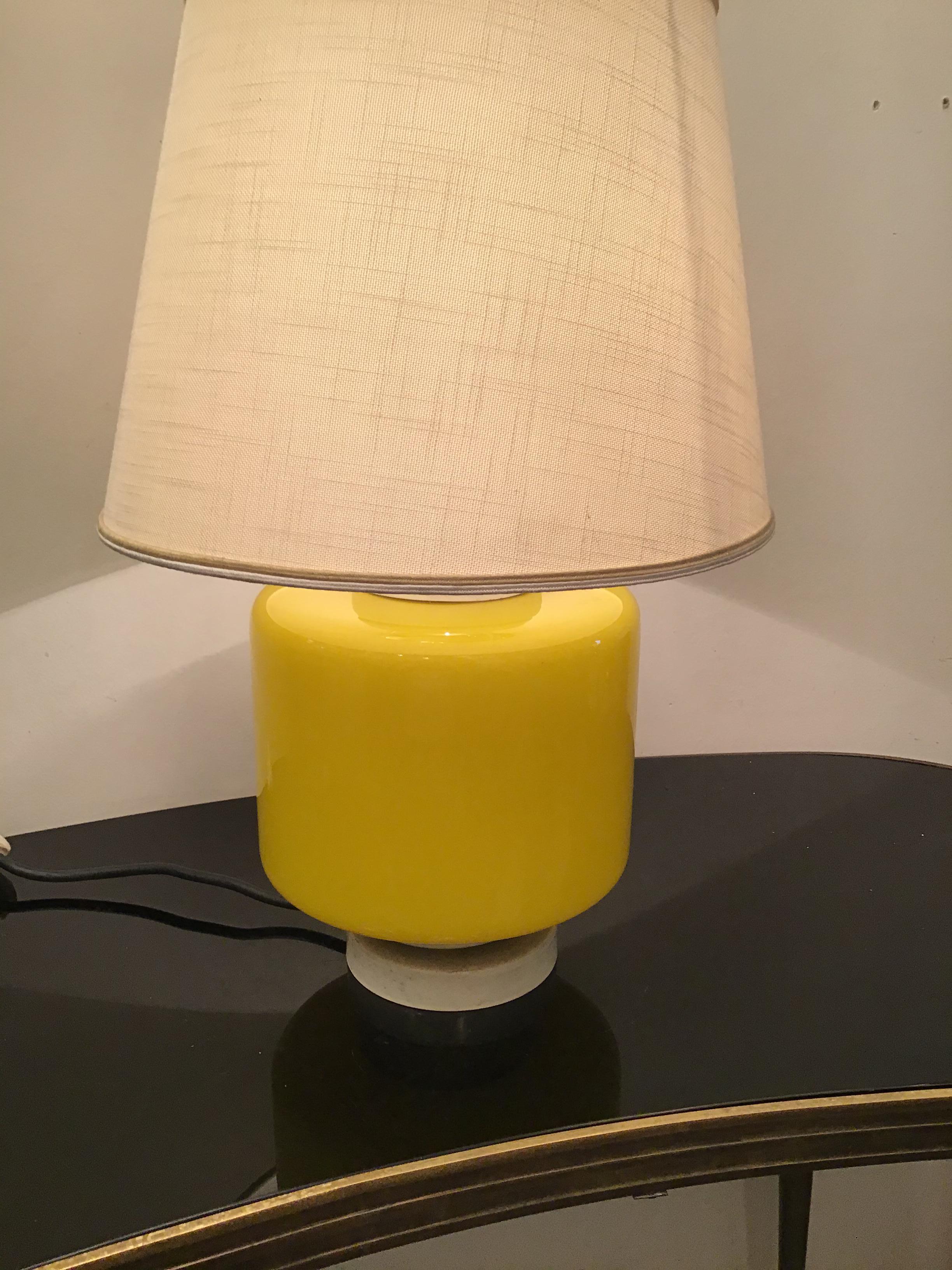 Vistosi Table Lamp Murano Glass Metal Fabric Lampshade 1960 Italy For Sale 10