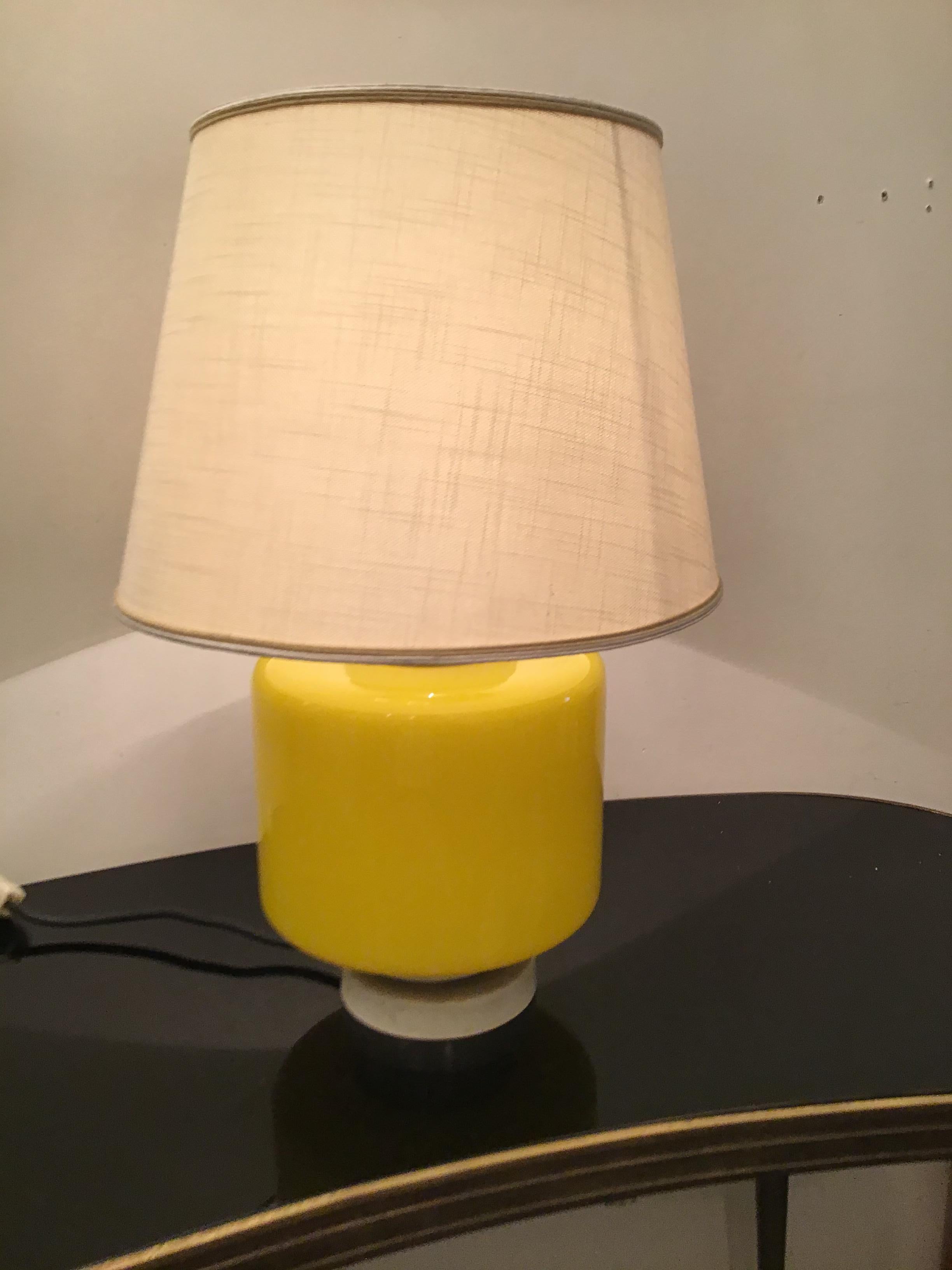 Vistosi Table Lamp Murano Glass Metal Fabric Lampshade 1960 Italy For Sale 13
