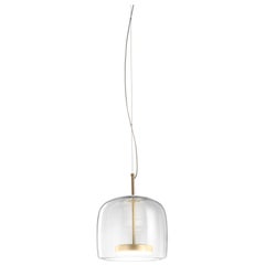 Lampe à suspension Vistosi en verre de Murano soufflé cristal avec base en or mat