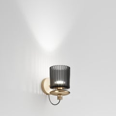 Vistosi Tread Wall Sconce in Smoky Transparent Glass And Matt Gold Frame