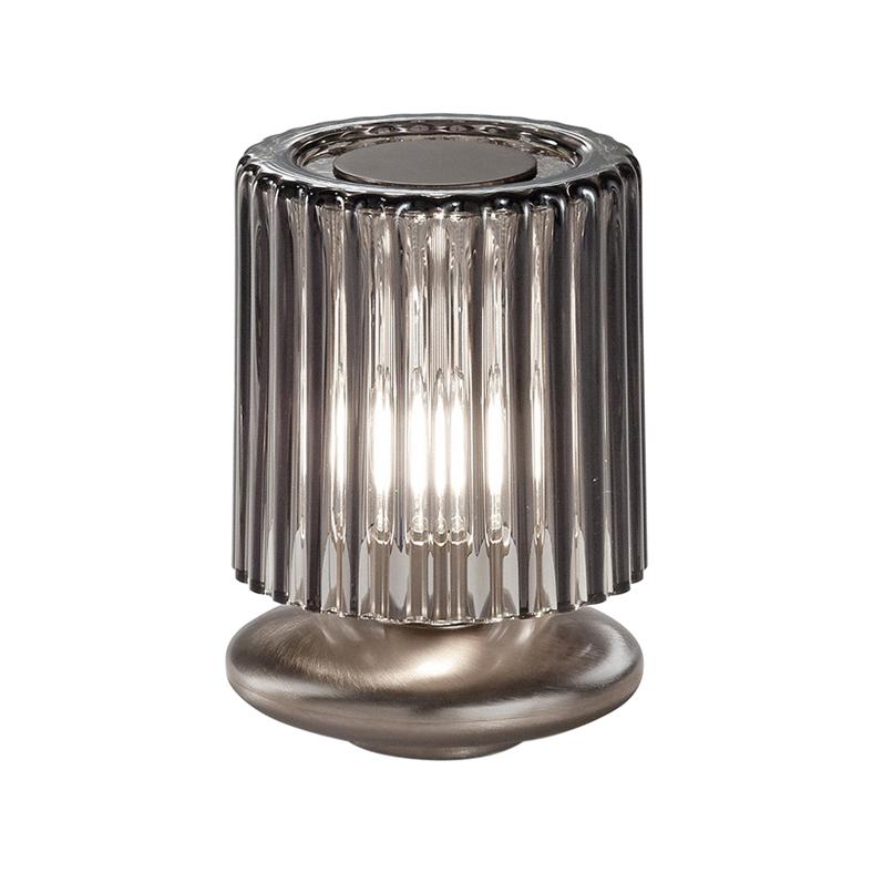 For Sale: Gray (Smoky and Transparent) Vistosi Tread LT Table Lamp with Bronze Base by Chiaramonte
