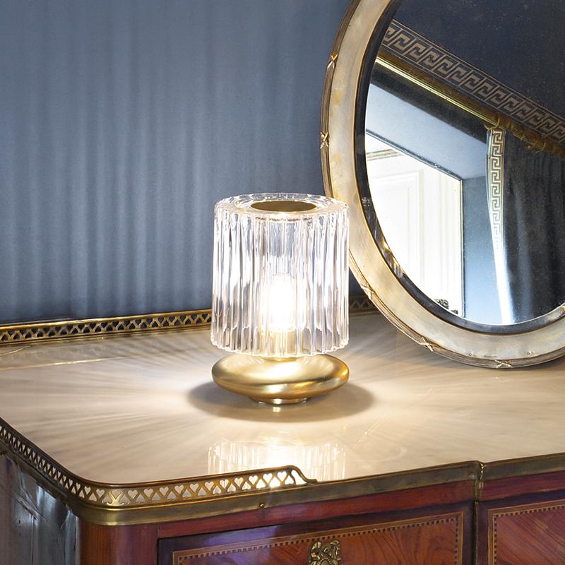 Moderne Lampe de bureau Vistosi Tread LT en verre de Murano soufflé avec base dorée en vente