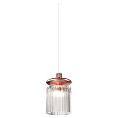 Vistosi Tread Pendant Light in Crystal Transparent Glass And Matt Copper Frame