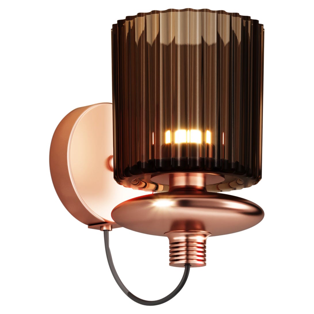 Vistosi Tread Wall Sconce in Burned Earth Transparent Glass & Matt Copper Frame