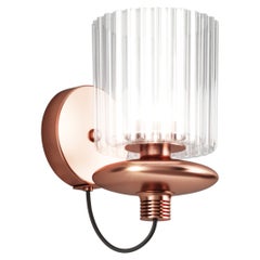 Vistosi Tread Wall Sconce in vetro trasparente cristallo e cornice in rame opaco