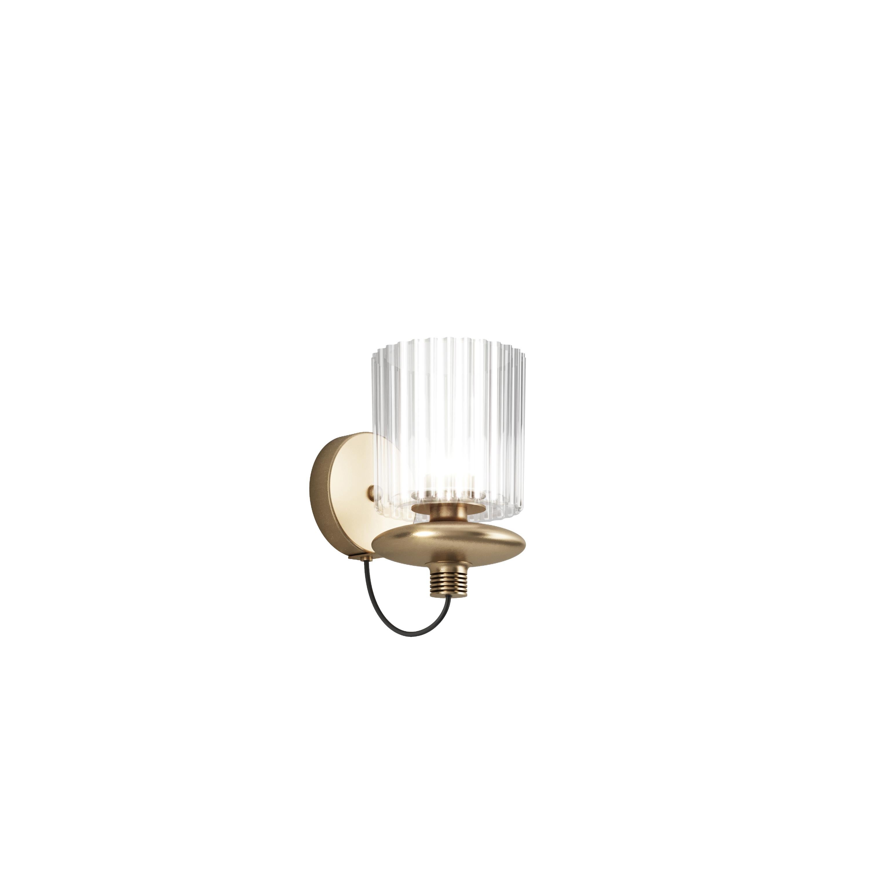Modern Vistosi Tread Wall Sconce in Crystal Transparent Glass And Matt Gold Frame For Sale