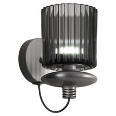 Vistosi Tread Wall Sconce in vetro trasparente fumé e cornice in bronzo opaco