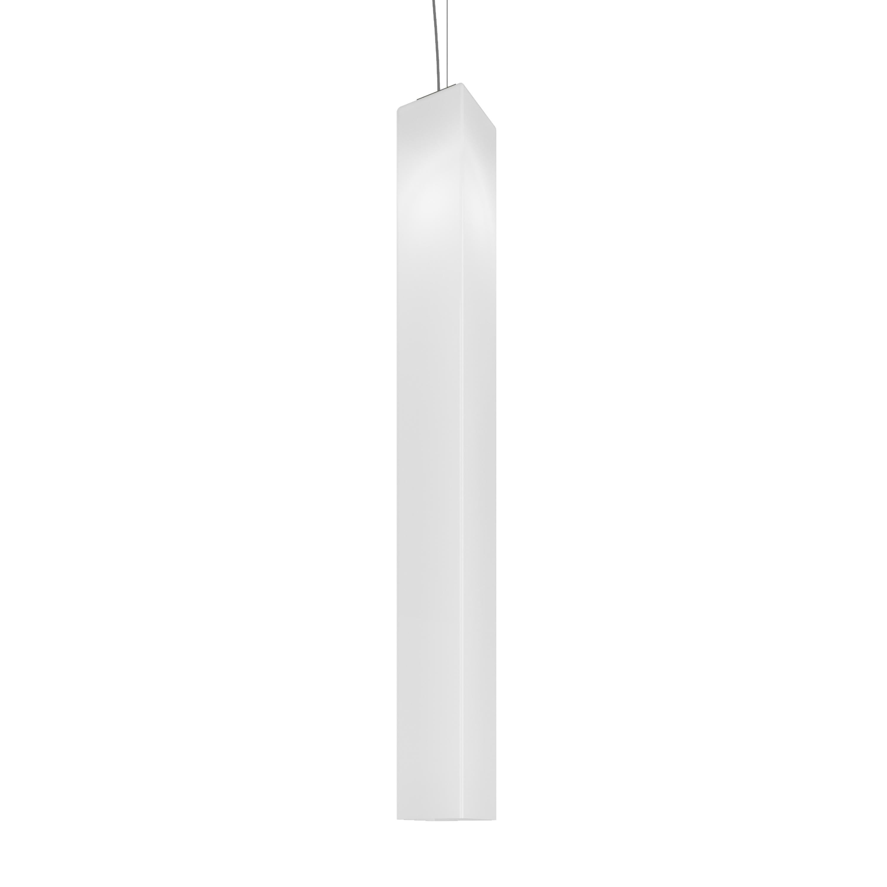Vistosi-Röhren-Pendelleuchte aus weißem, glänzendem Glas und mattem Nickelrahmen (Moderne) im Angebot