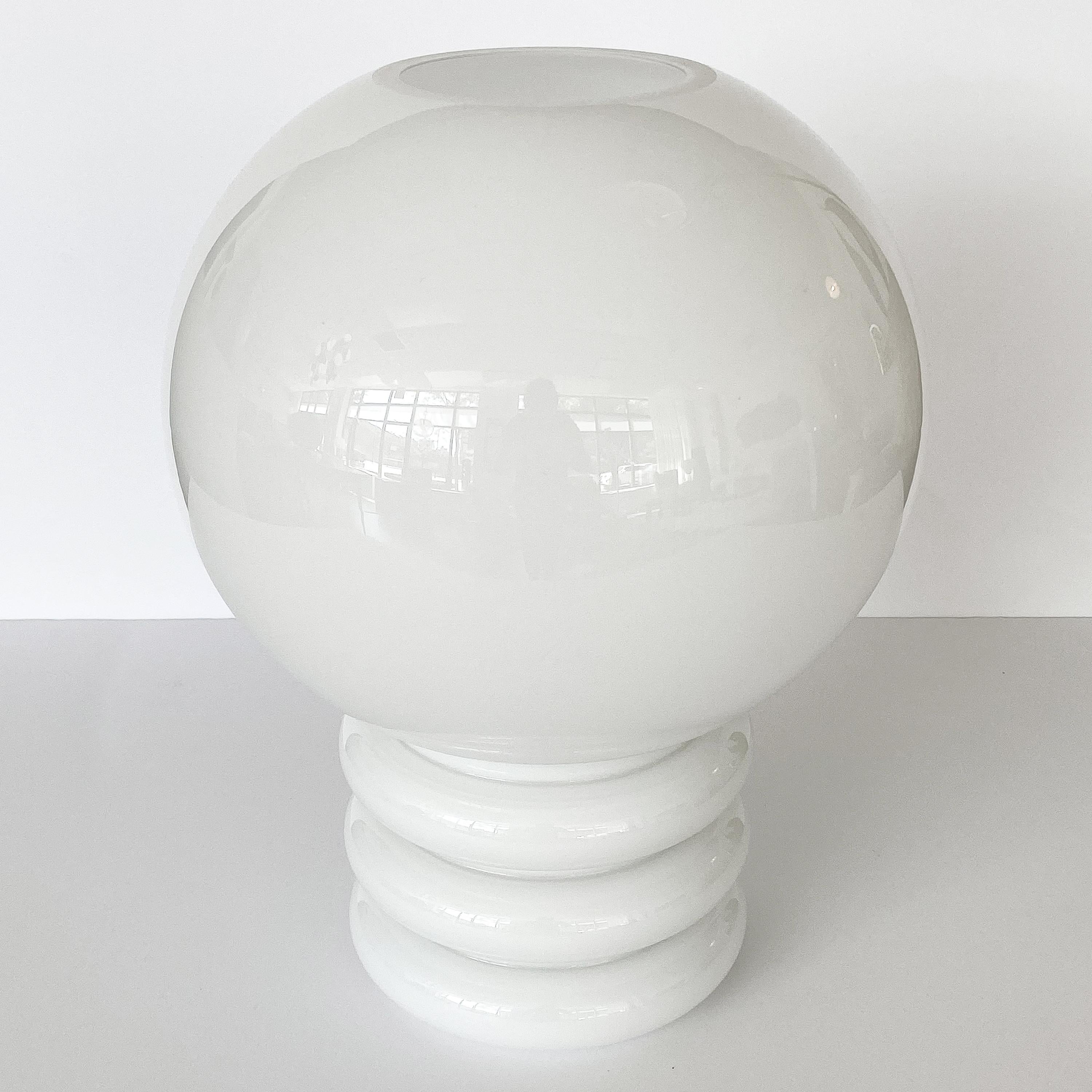 Italian Vistosi White Cased Glass Sculptural Table Lamp