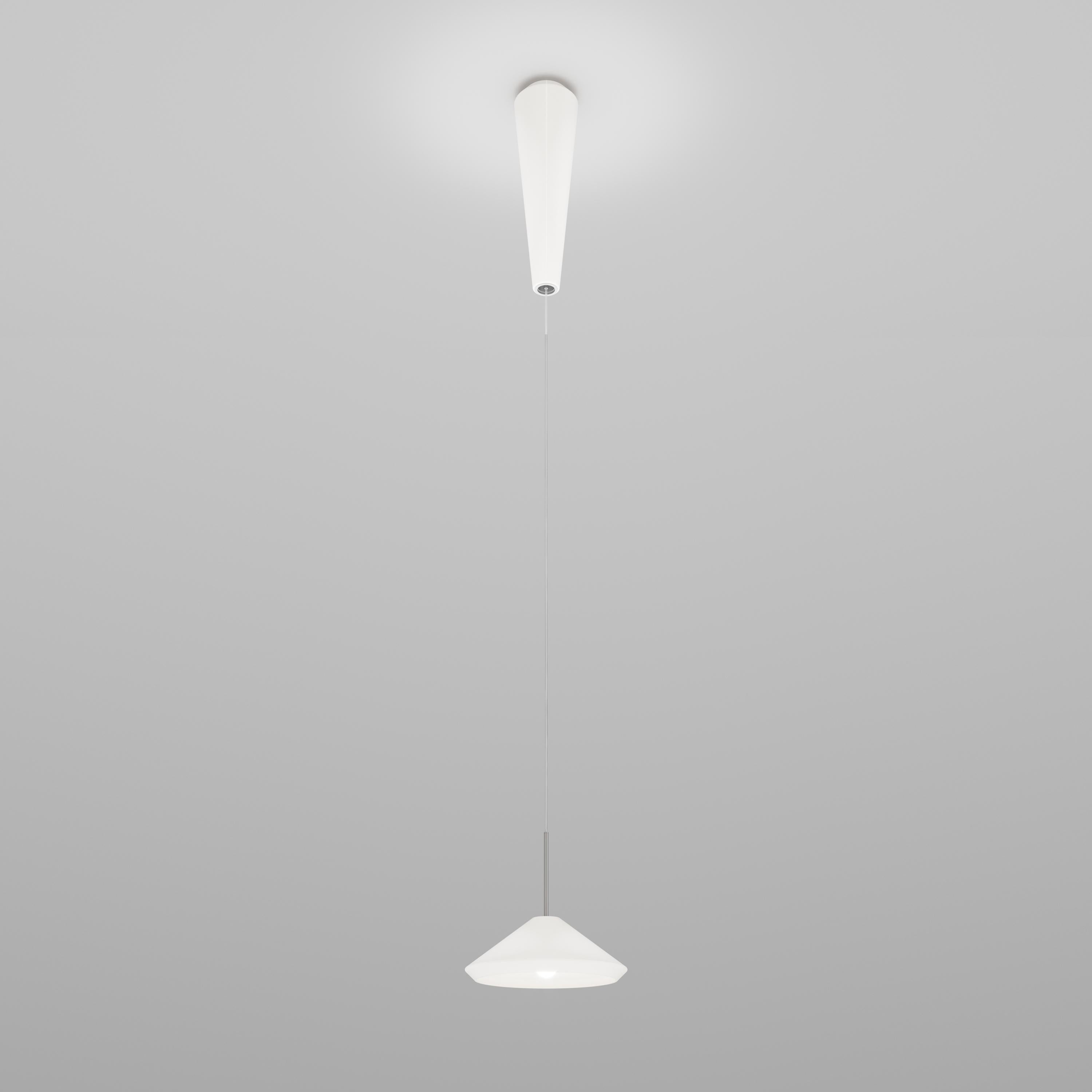 Italian Vistosi Withwhite Pendant Light in White Satin Glass And Glossy White Frame For Sale