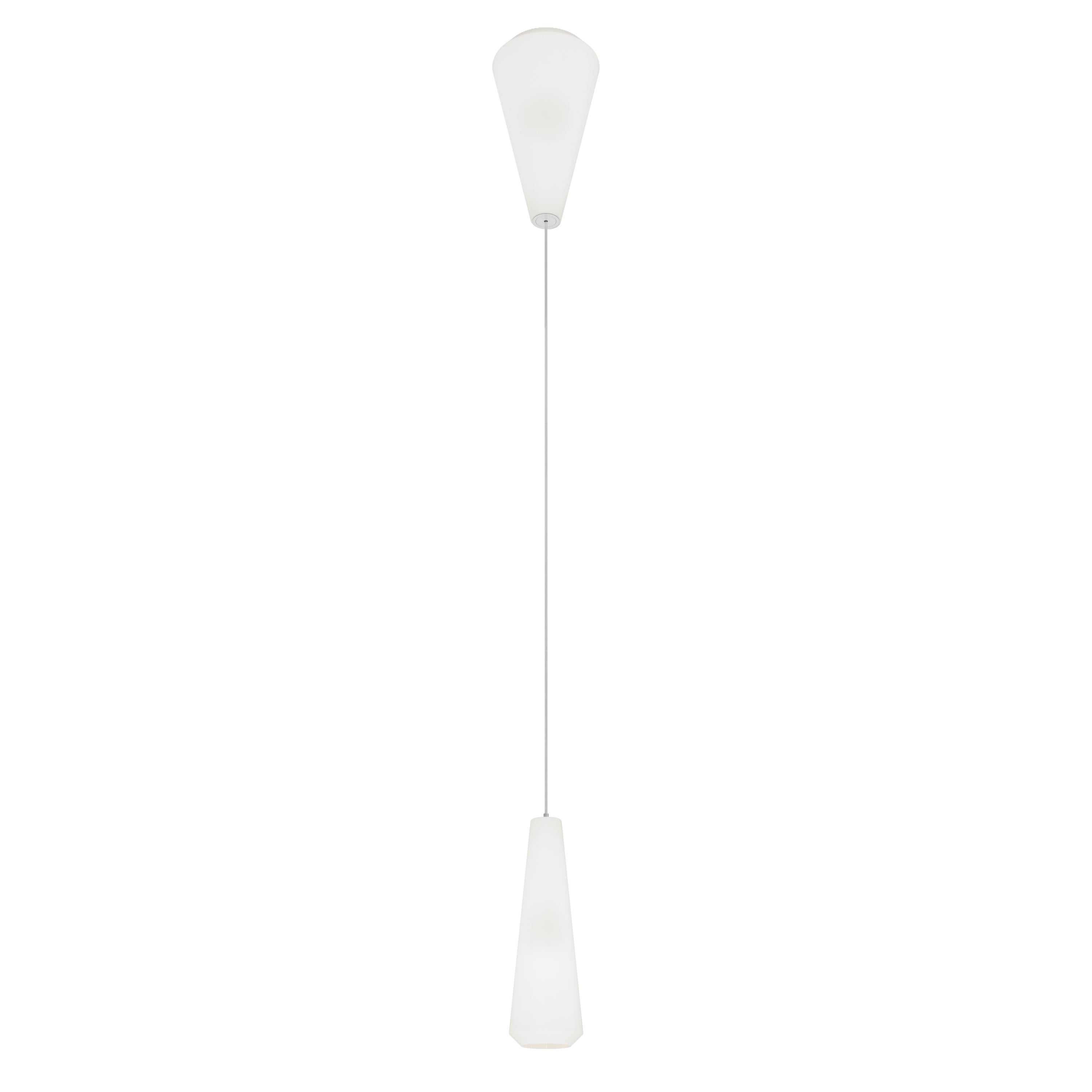 Contemporary Vistosi Withwhite Pendant Light in White Satin Glass And Glossy White Frame For Sale