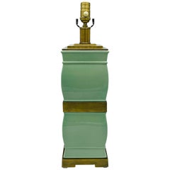 Visual Comfort Celadon and Brass Ming Style Lamp, circa 2000s