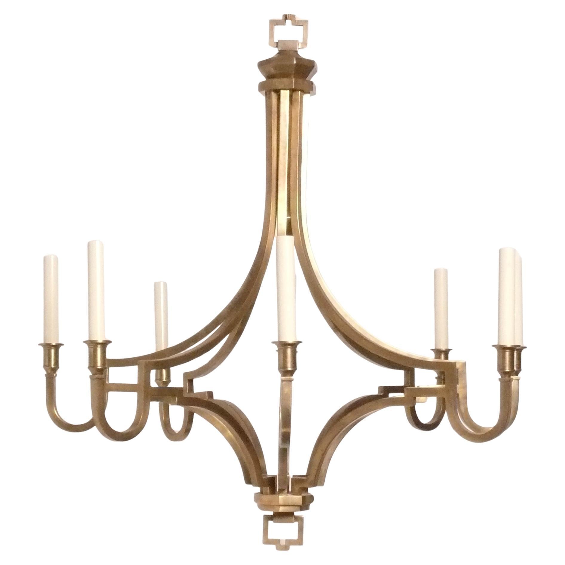 Visual Comfort Chapman Model Antiqued Brass Chandelier For Sale