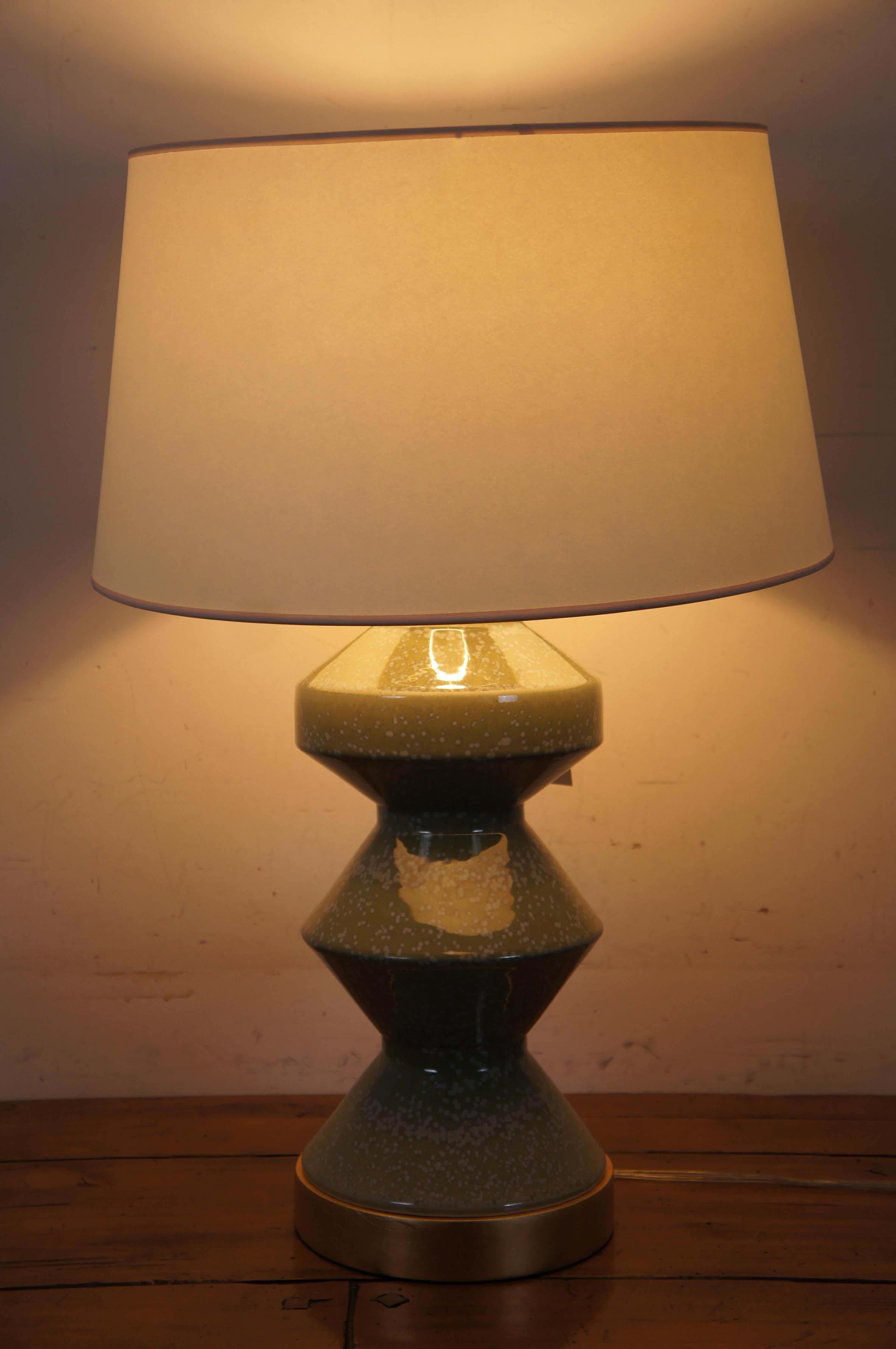 Visual Comfort Chapman & Myers Weller Zig Zag Shellish Kiwi Lamp 6