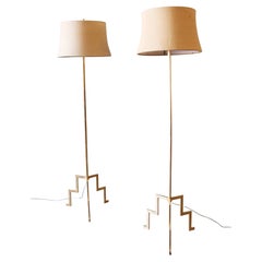 Visual Comfort Co. Designer Brass Vintage Floor Lamps - a Pair