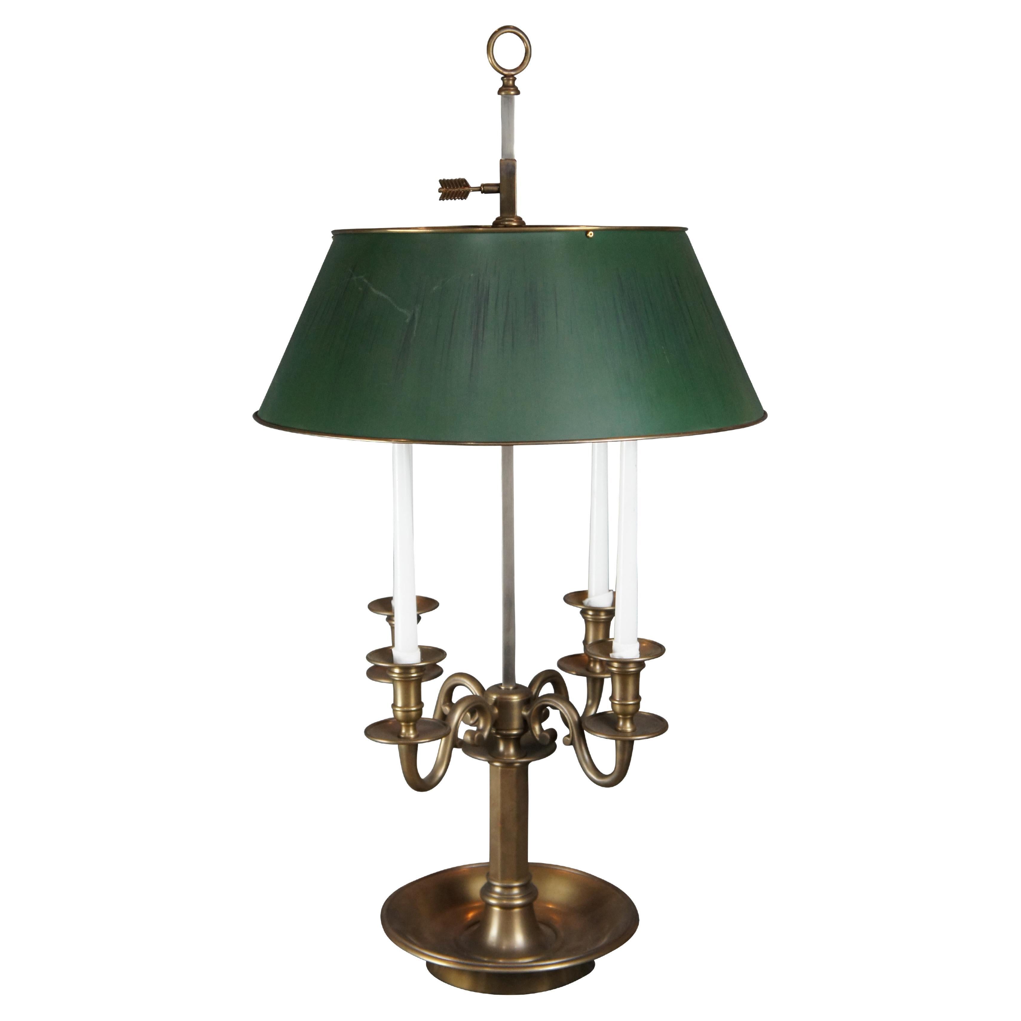 Visual Comfort French Bouillotte Brass 4 Arm Candelabra Table Lamp Tole Shade