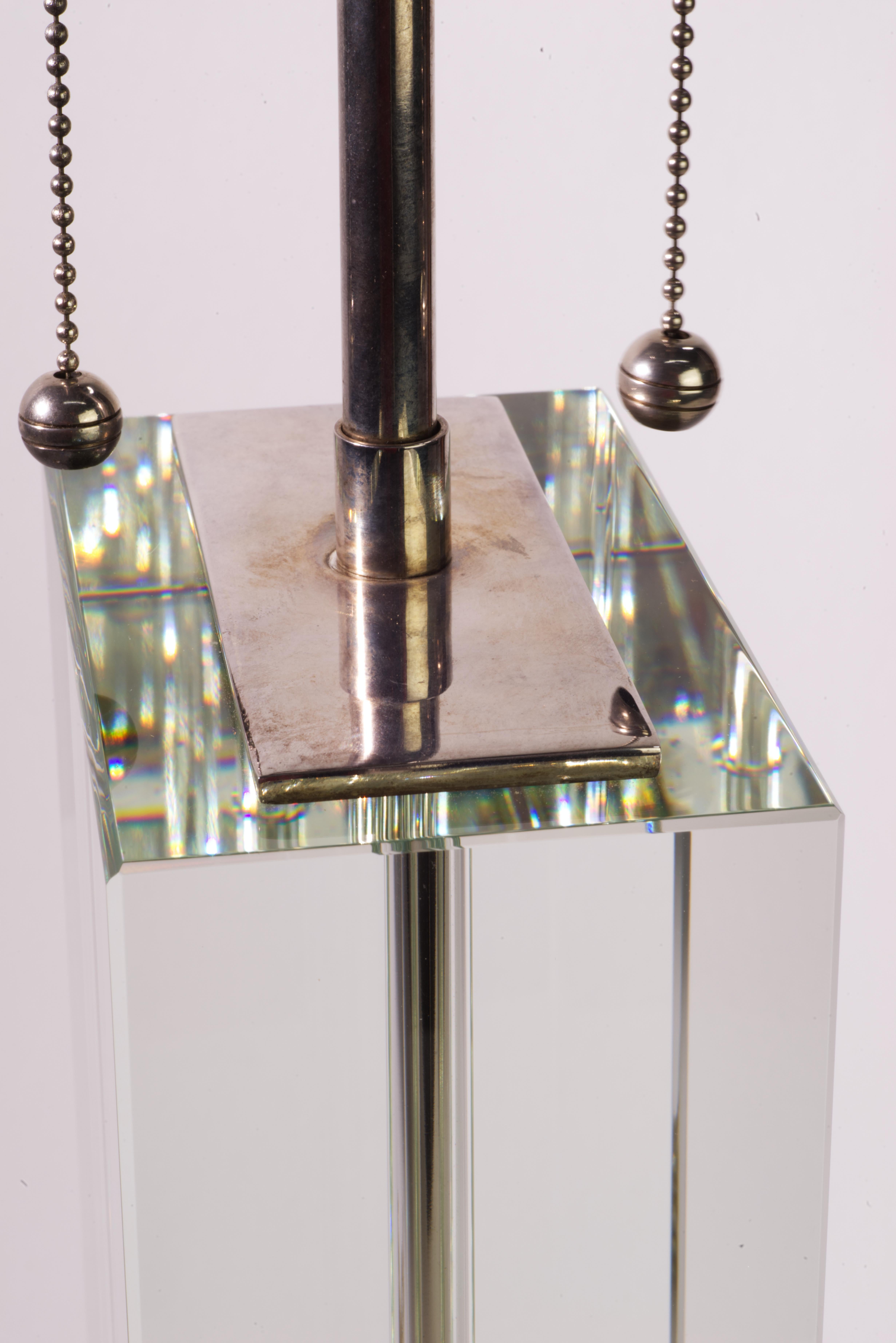 Visual Comfort Glass Block Art Deco Table Lamp For Sale 9