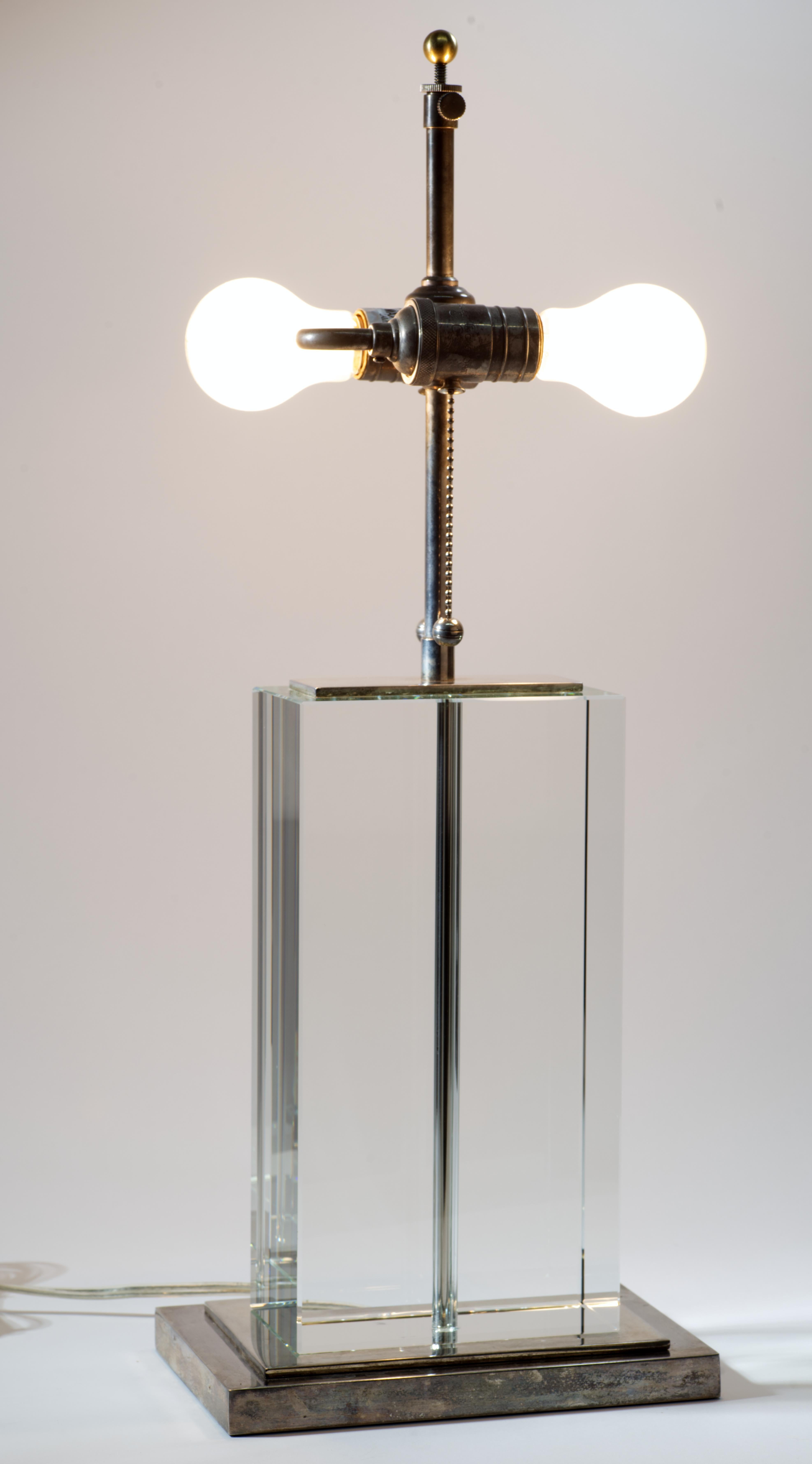 Visual Comfort Glass Block Art Deco Table Lamp For Sale 10